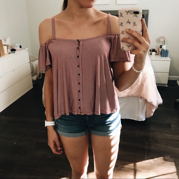American Eagle Outfitters Tops - American Eagle Cold Shoulder Striped Shirt